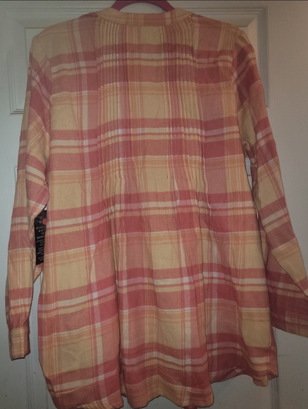 Plus: Woman Within Orange and Yellow Plaid Button-Front Tunic - Picture 7 of 7
